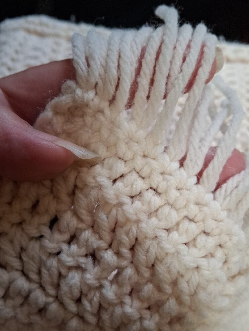 Handmade Crochet Blankets in Cream And White, Very Heavy - Picture 3 of 3